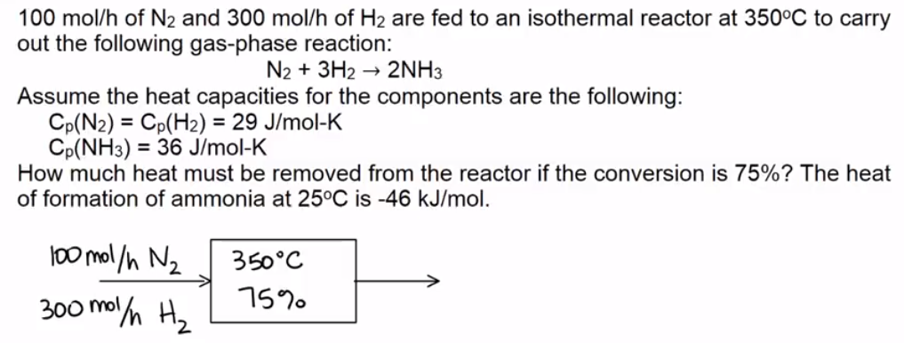 A sample problem over temperature dependent conversion