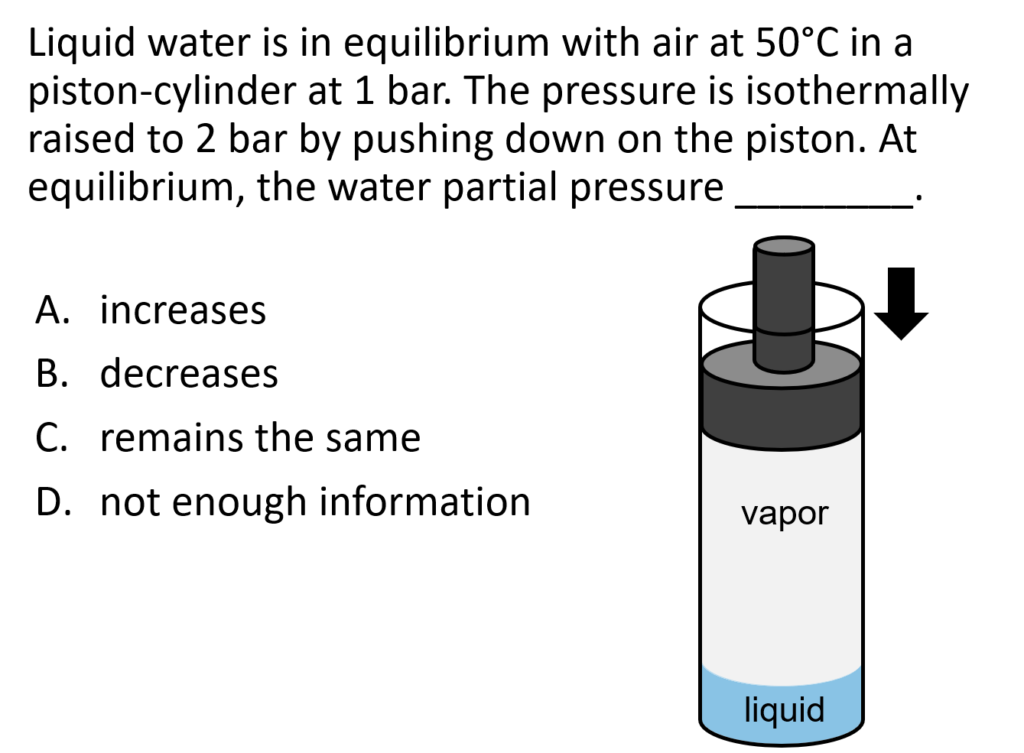 A sample problem on partial pressure of a liquid under applied pressure.