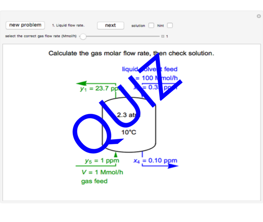 Preview image of the simulation, Construct an x-y Diagram for a Stripping Column.