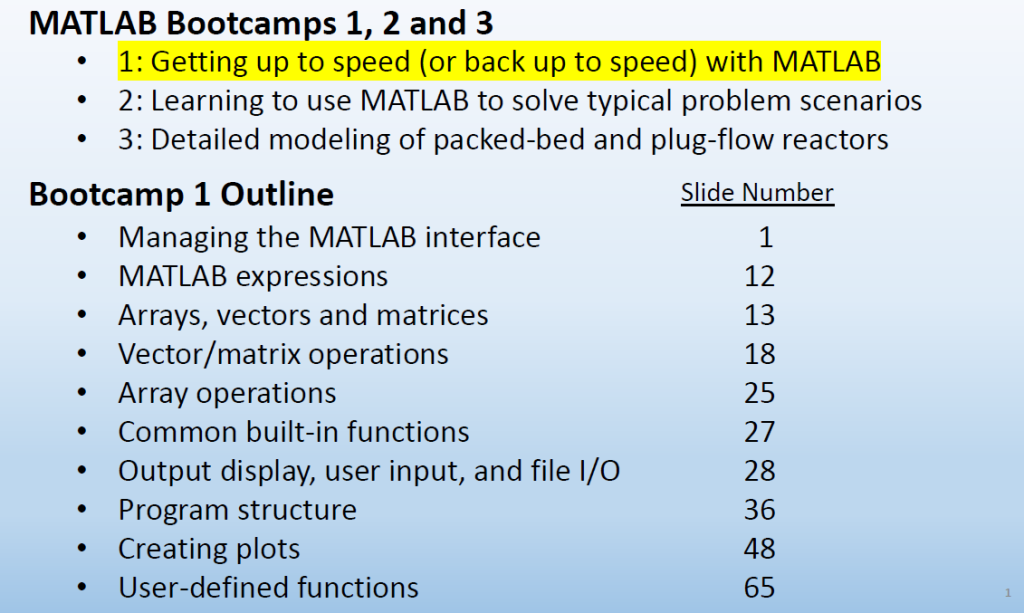 image from a slideshow on MATLAB on LearnChemE