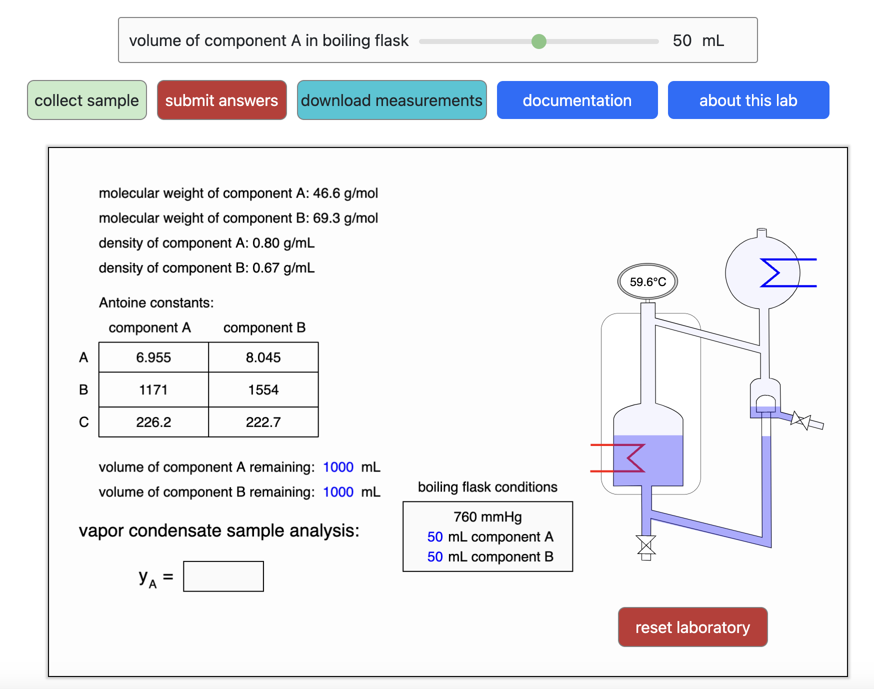 Vapor-Liquid Equilibrium Virtual Laboratory