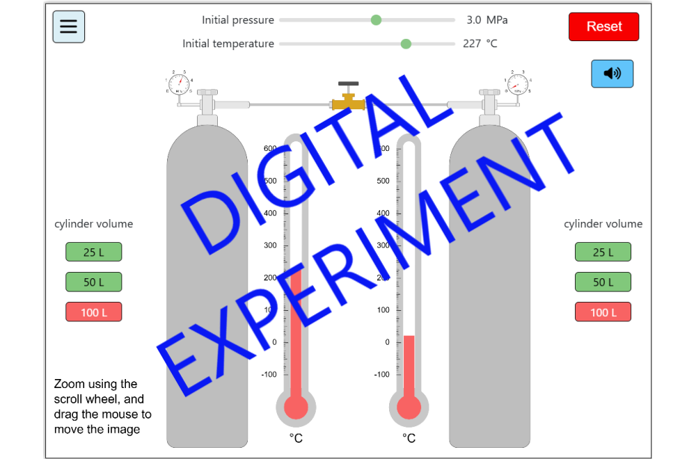 Adiabatic Gas Expansion between Two Tanks Digital Experiment