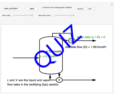 Image/Link to the quiz simulation, Construct a McCabe-Thiele Diagram for Distillation