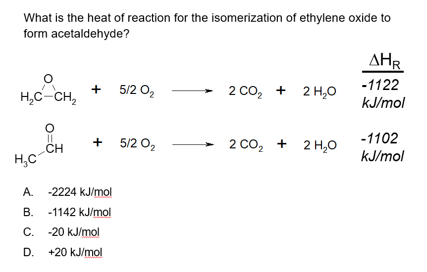 A practice problem for a Heats of Reaction self study module.